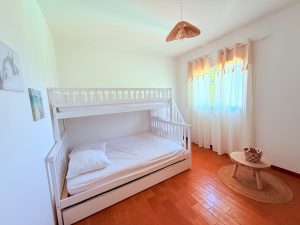 Chambre avec lits superposés au gîteLa Pomme de Vagnas